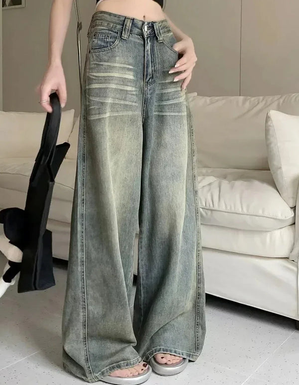 Y2K High Waist Loose Jeans for Women - Retro Vintage Style