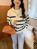 Women’s Zipper Striped Pullover Sweater - MEKG