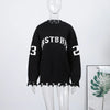 Oversized Letter Jacquard Knit Pullover for Women