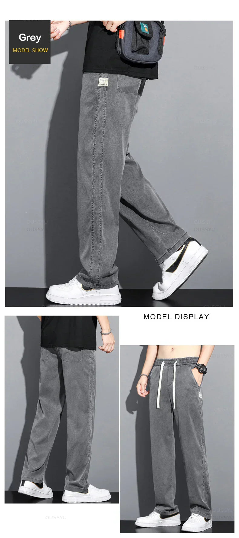 Men's Summer Loose Lyocell Jeans with Drawstring Waist