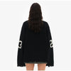 Oversized Letter Jacquard Knit Pullover for Women