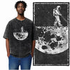 Printed Cotton Acid Washed Astronaut T-Shirt for Men