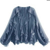Elegant Women's V-neck Chiffon Blouse with Ruffles