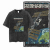Printed Cotton Acid Washed Astronaut T-Shirt for Men
