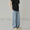 Men's Loose Denim Casual Jeans in Distressed Blue