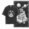 Printed Cotton Acid Washed Astronaut T-Shirt for Men