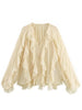 Elegant Women's V-neck Chiffon Blouse with Ruffles