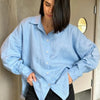 We.Fine Women's Cotton Long Sleeve Ruffled Blouse
