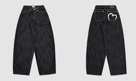 Y2K Wide Fit Women's Baggy Denim Jeans in Light Plaid
