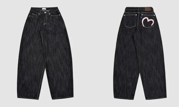 Y2K Wide Fit Women's Baggy Denim Jeans in Light Plaid