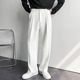Men's White Baggy Wide Pants for Casual Spring Wear