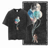 Printed Cotton Acid Washed Astronaut T-Shirt for Men
