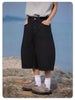 Baggy Wide Leg Black Denim Shorts for Spring and Summer