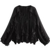 Elegant Women's V-neck Chiffon Blouse with Ruffles
