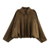 Women's Zippered Bat Sleeve Casual Jacket in Polyester