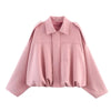 Women's Zippered Bat Sleeve Casual Jacket in Polyester