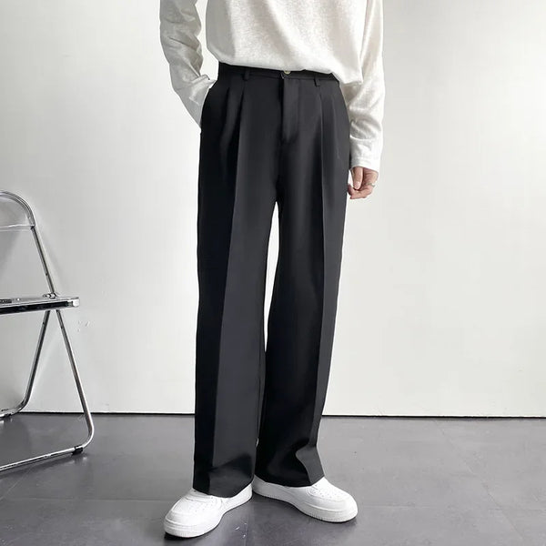 Men's White Baggy Wide Pants for Casual Spring Wear