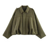 Women's Zippered Bat Sleeve Casual Jacket in Polyester