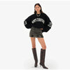 Oversized Letter Jacquard Knit Pullover for Women