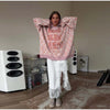 Oversized Letter Jacquard Knit Pullover for Women