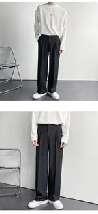 Men's White Baggy Wide Pants for Casual Spring Wear