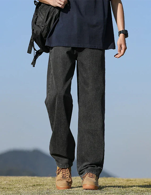 Loose Polyester Men's Jeans for Casual Spring and Autumn