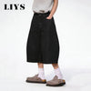 Baggy Wide Leg Black Denim Shorts for Spring and Summer