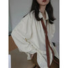 Korean Oversized Blouse with Detachable Tie for Women