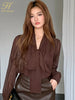 Chiffon Vintage Bow Blouse for Women - Casual Office Top