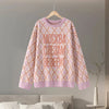 Oversized Letter Jacquard Knit Pullover for Women