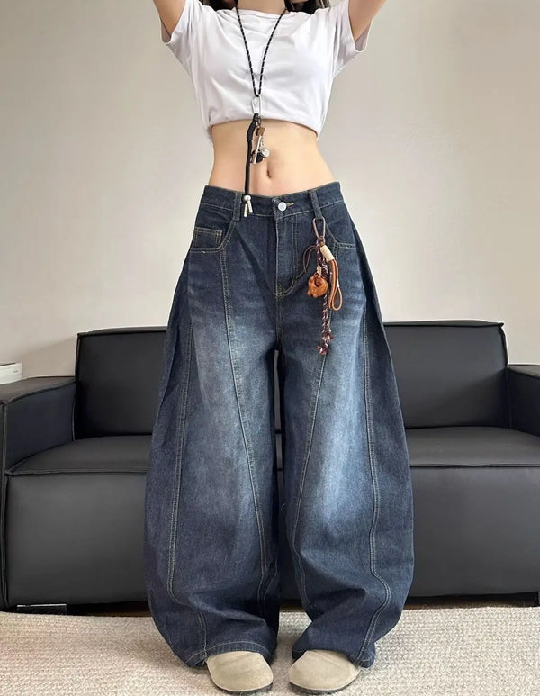 Embroidered Patchwork Denim Jeans for Women - Vintage Style