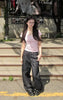 Y2K Wide Fit Women's Baggy Denim Jeans in Light Plaid