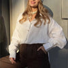 We.Fine Women's Cotton Long Sleeve Ruffled Blouse