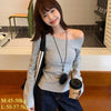 Cropped Off Shoulder Knitted Pullover for Women