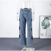 Blue High Waist Wide Leg Jeans for Women