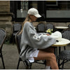 Oversized Letter Jacquard Knit Pullover for Women