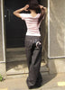 Y2K Wide Fit Women's Baggy Denim Jeans in Light Plaid