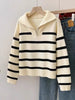 Women’s Zipper Striped Pullover Sweater - MEKG