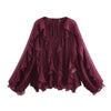 Elegant Women's V-neck Chiffon Blouse with Ruffles