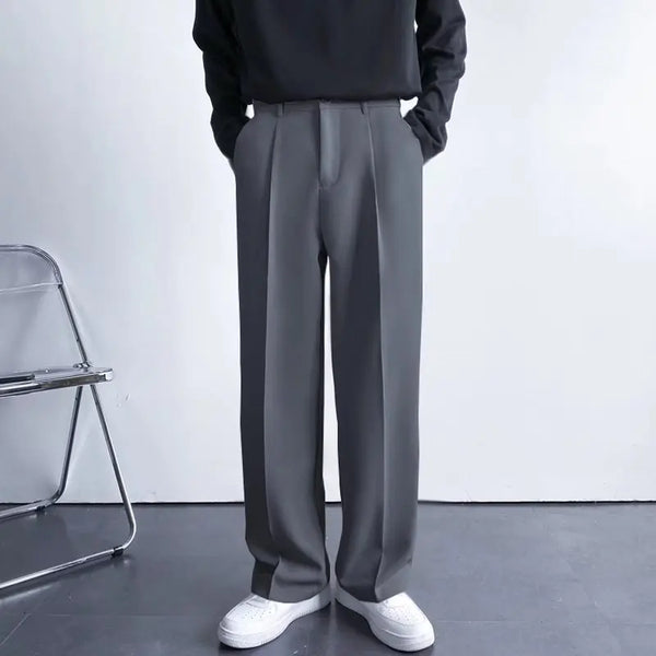 Men's Casual White Polyester Loose Trousers