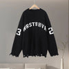 Oversized Letter Jacquard Knit Pullover for Women