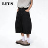 Baggy Wide Leg Black Denim Shorts for Spring and Summer