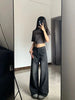 Y2K High Waist Baggy Women's Jeans in Black Gray