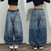 Geometric Pattern Embroidered Wide-leg Jeans for Women