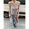 ZHIZOU Blue Baggy Jeans for Women - Vintage Y2K Style