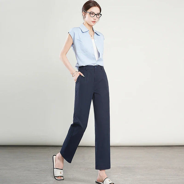 High-Waisted Lightweight Cropped Pants for Women