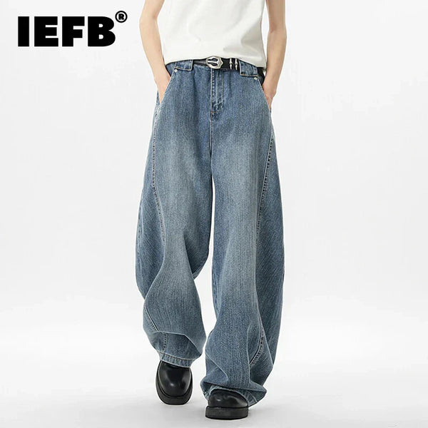 IEFB Wide Leg Baggy Men's Denim Pants - Summer Style