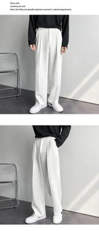 Men's White Baggy Wide Pants for Casual Spring Wear