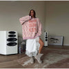 Oversized Letter Jacquard Knit Pullover for Women