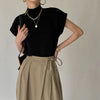 Mock Neck Solid Knit Vest for Office Ladies